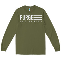 Army Green Purge And Purify Graphic Long Sleeve Tee - SnappyArt