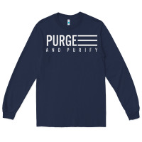Navy Purge And Purify Graphic Long Sleeve Tee - SnappyArt