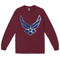 Burgundy US Air Force USAF Long Sleeve Tee - SnappyArt