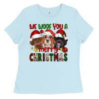Baby Blue We Woof You A Merry Christmas Ladies Tee - FaDigitalArtStudio