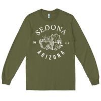 Army Green womens sedona arizona t shirt sedona az vintage arizona vacation v nec Long Sleeve Tee - SnappyArt