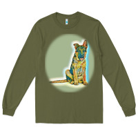 Army Green German Shepherd isolated on whot. Long Sleeve Tee - SnappyArt