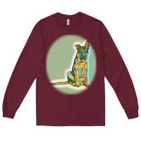 Burgundy German Shepherd isolated on whot. Long Sleeve Tee - SnappyArt