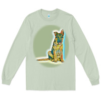 Matcha German Shepherd isolated on whot. Long Sleeve Tee - SnappyArt