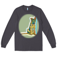 Smoke German Shepherd isolated on whot. Long Sleeve Tee - SnappyArt