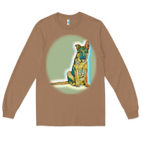 Toasted Coconut German Shepherd isolated on whot. Long Sleeve Tee - SnappyArt