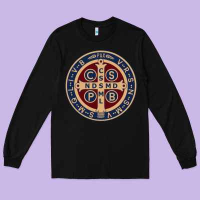 Saint Benedict Medal 1 Long Sleeve Tee Designed By Snappyart