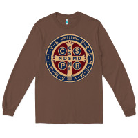 Chestnut Saint Benedict Medal 1 Long Sleeve Tee - SnappyArt