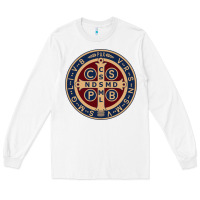 White Saint Benedict Medal 1 Long Sleeve Tee - SnappyArt