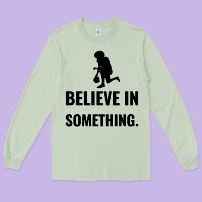 Colin Kaepernick Believe In Something Long Sleeve Tee Designed By Snappyart