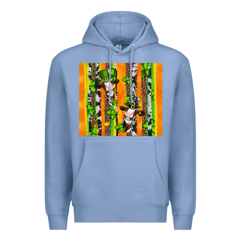 St Patricks Cow And Shamrock With Cowhide Premium Hoodie by Artiststas | Teevron