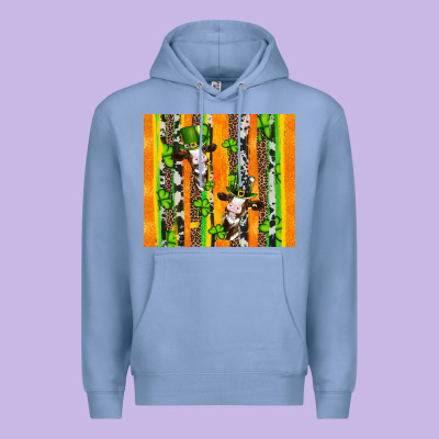 St Patricks Cow And Shamrock With Cowhide Premium Hoodie Designed By Artiststas