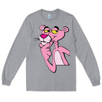 Heather Grey pink panther Long Sleeve Tee - SnappyArt