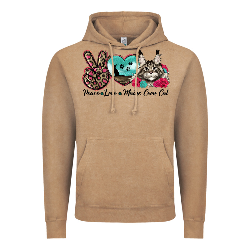 Peace Love Maine Coon Cat Vintage Hoodie by LillyAllenDesigns | Teevron