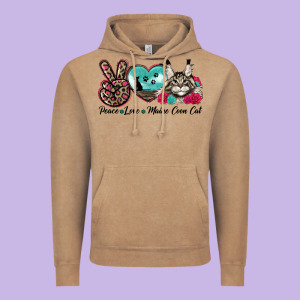 Peace Love Maine Coon Cat Vintage Hoodie Designed By Lillyallendesigns