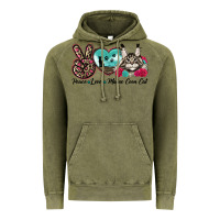 Vintage Olive peace love maine coon cat Vintage Hoodie - LillyAllenDesigns