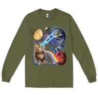 Fluffy Kitten Shoot Laser Rainbow Space Galaxy, Cat Gifts Long Sleeve Tee | Teevron