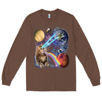 Chestnut Fluffy Kitten Shoot Laser Rainbow Space Galaxy, Cat Gifts Long Sleeve Tee - SnappyArt