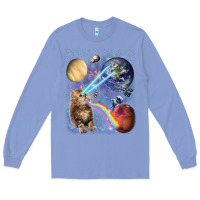 Colony Blue Fluffy Kitten Shoot Laser Rainbow Space Galaxy, Cat Gifts Long Sleeve Tee - SnappyArt