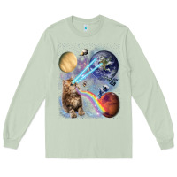 Matcha Fluffy Kitten Shoot Laser Rainbow Space Galaxy, Cat Gifts Long Sleeve Tee - SnappyArt