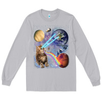 Moon Dust Fluffy Kitten Shoot Laser Rainbow Space Galaxy, Cat Gifts Long Sleeve Tee - SnappyArt