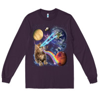 Plum Fluffy Kitten Shoot Laser Rainbow Space Galaxy, Cat Gifts Long Sleeve Tee - SnappyArt