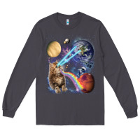Smoke Fluffy Kitten Shoot Laser Rainbow Space Galaxy, Cat Gifts Long Sleeve Tee - SnappyArt