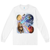 White Fluffy Kitten Shoot Laser Rainbow Space Galaxy, Cat Gifts Long Sleeve Tee - SnappyArt