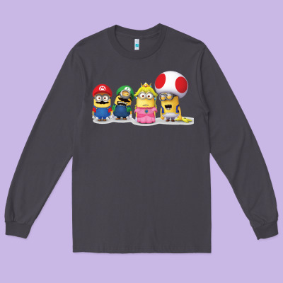 Super Minion Bros Long Sleeve Tee Designed By Floraart