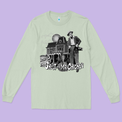 The Ghost And Mr Chicken Green Long Sleeve Tee Designed By Floraart