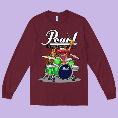Animal Drummer Pearl Drums Long Sleeve Tee Designed By Floraart