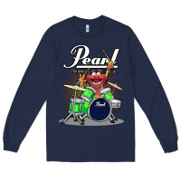 Navy ANIMAL DRUMMER PEARL DRUMS Long Sleeve Tee - FloraArt