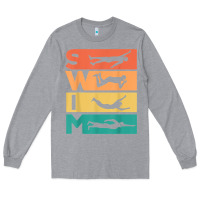 Heather Grey retro vintage swimming gift for swimmers t shirt Long Sleeve Tee - FloraArt