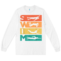 White retro vintage swimming gift for swimmers t shirt Long Sleeve Tee - FloraArt