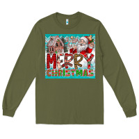Army Green merry Christmas Long Sleeve Tee - CowhideDigitalArt