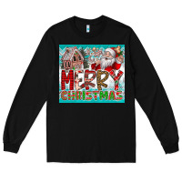 Black merry Christmas Long Sleeve Tee - CowhideDigitalArt