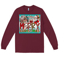 Burgundy merry Christmas Long Sleeve Tee - CowhideDigitalArt