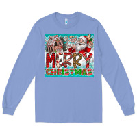 Colony Blue merry Christmas Long Sleeve Tee - CowhideDigitalArt