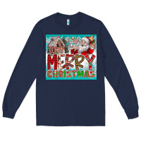 Navy merry Christmas Long Sleeve Tee - CowhideDigitalArt