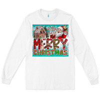 White merry Christmas Long Sleeve Tee - CowhideDigitalArt