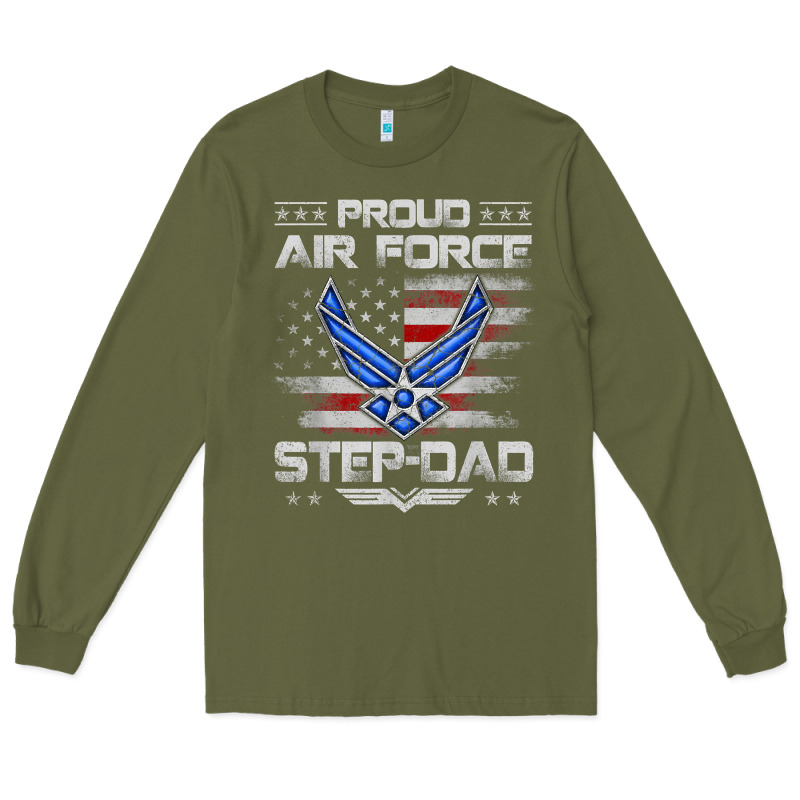 Proud Air Force Step Dad Veteran Vintage Flag Veterans Day T Shirt Long Sleeve Tee by FloraArt | Teevron