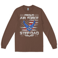 Chestnut proud air force step dad veteran vintage flag veterans day t shirt Long Sleeve Tee - FloraArt