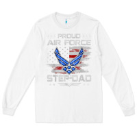 White proud air force step dad veteran vintage flag veterans day t shirt Long Sleeve Tee - FloraArt