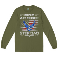 Proud Air Force Step Dad Veteran Vintage Flag Veterans Day T Shirt Long Sleeve Tee | Teevron