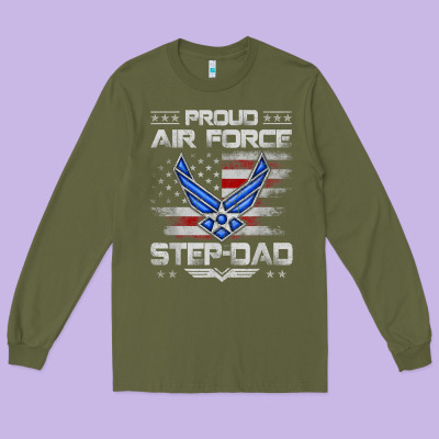 Proud Air Force Step Dad Veteran Vintage Flag Veterans Day T Shirt Long Sleeve Tee Designed By Floraart