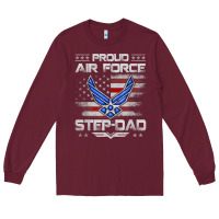 Burgundy proud air force step dad veteran vintage flag veterans day t shirt Long Sleeve Tee - FloraArt