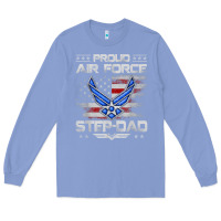 Colony Blue proud air force step dad veteran vintage flag veterans day t shirt Long Sleeve Tee - FloraArt