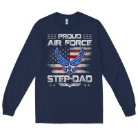 Navy proud air force step dad veteran vintage flag veterans day t shirt Long Sleeve Tee - FloraArt