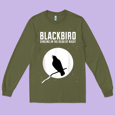 Blackbird Singing In The Dead Of Night T Shirt Long Sleeve Tee Designed By Floraart