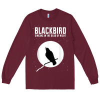Burgundy blackbird singing in the dead of night t shirt Long Sleeve Tee - FloraArt